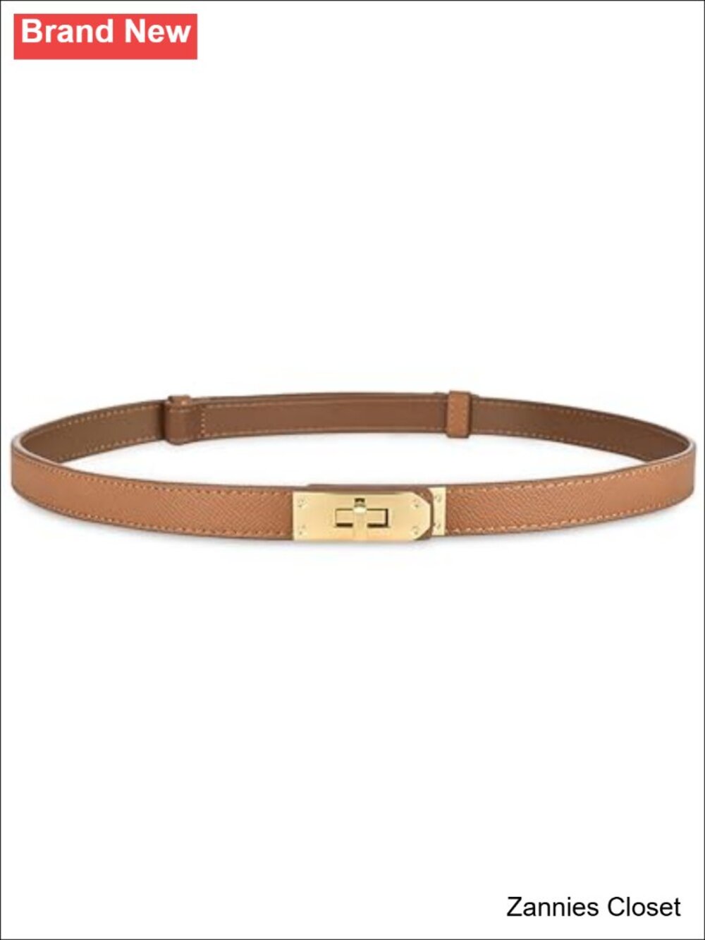 ✨ Women's Skinny Leather Belt Adjustable Turn-Lock Buckle for Dresses Jeans
